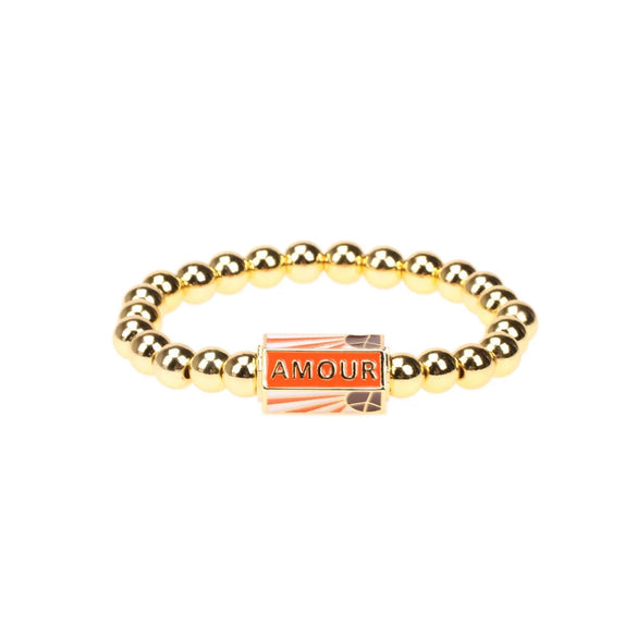 Wholesale Unisex Simple Letter Enamel Oil Dropping Metal Bead Multi Layer Stacked Bracelet