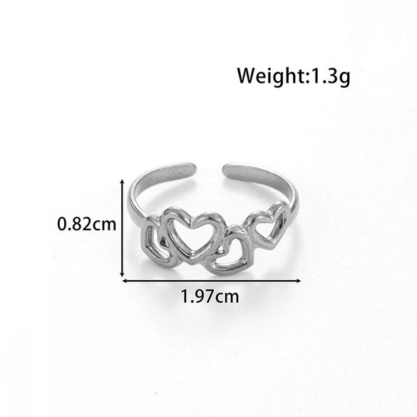 Wholesale Unisex Snake Love French Vintage Style Open Adjustable Ring In Titanium Steel With Heart Shape And Animal Pattern Electroplated