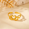 Wholesale Unisex Snake Love French Vintage Style Open Adjustable Ring In Titanium Steel With Heart Shape And Animal Pattern Electroplated