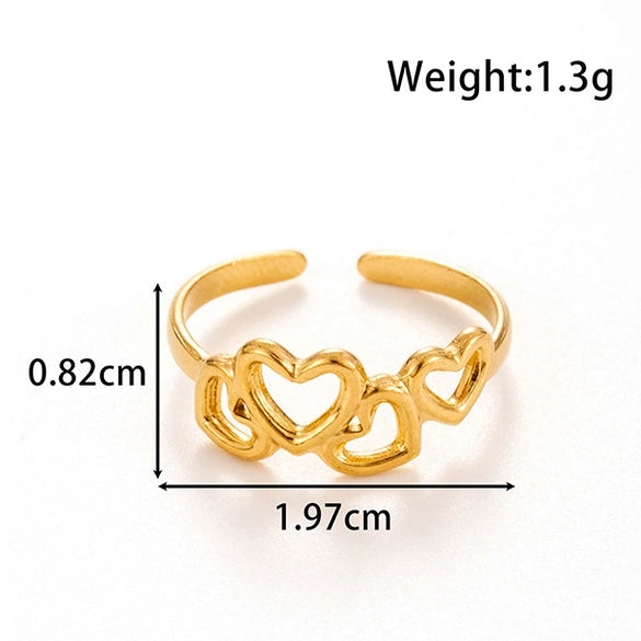Wholesale Unisex Snake Love French Vintage Style Open Adjustable Ring In Titanium Steel With Heart Shape And Animal Pattern Electroplated