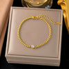 Wholesale Unisex Sports Style Geometric Rhombus Real Gold Plated Stainless Steel Jewelry Necklace Bracelet