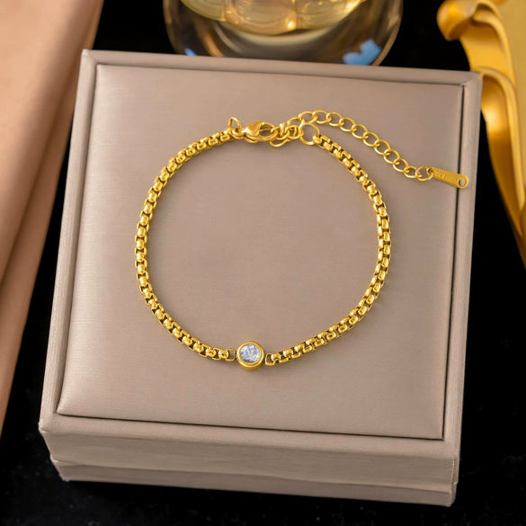 Wholesale Unisex Sports Style Geometric Rhombus Real Gold Plated Stainless Steel Jewelry Necklace Bracelet