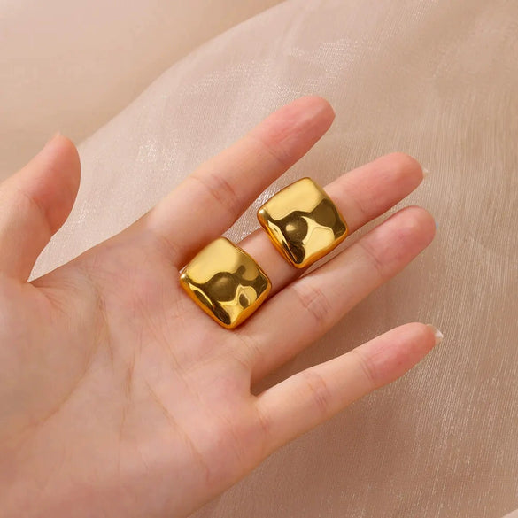Wholesale Unisex Square Geometric Copper Goldplated Electroplated Earrings