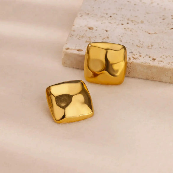 Wholesale Unisex Square Geometric Copper Goldplated Electroplated Earrings