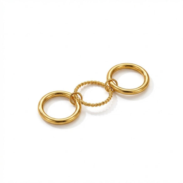 Wholesale Unisex Stacked Colorblocked Geometric Stainless Steel Ring Set With 18K Gold Vacuum Plating Childlike Style Hand Jewelry
