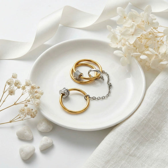 Wholesale Unisex Stacking Style Titanium Steel Electroplated Multiring Buckle Rings Accessories