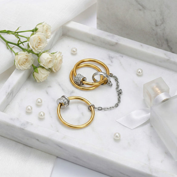 Wholesale Unisex Stacking Style Titanium Steel Electroplated Multiring Buckle Rings Accessories