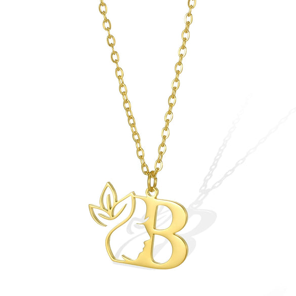 Wholesale Unisex Stainless Steel And Copper Letter Necklace With Hollow Portrait And Cross Chain Electroplated
