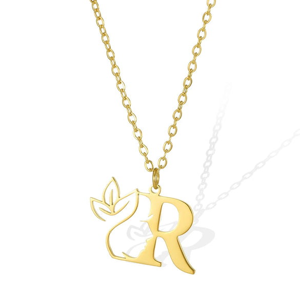Wholesale Unisex Stainless Steel And Copper Letter Necklace With Hollow Portrait And Cross Chain Electroplated