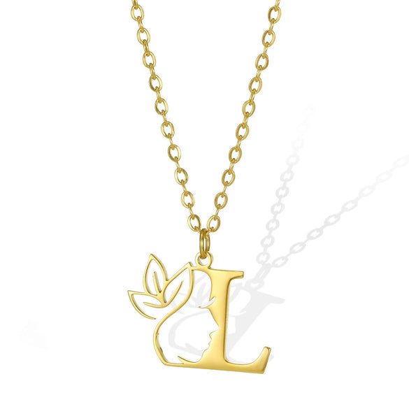 Wholesale Unisex Stainless Steel And Copper Letter Necklace With Hollow Portrait And Cross Chain Electroplated