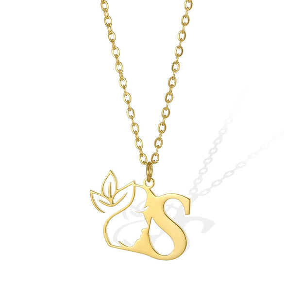 Wholesale Unisex Stainless Steel And Copper Letter Necklace With Hollow Portrait And Cross Chain Electroplated