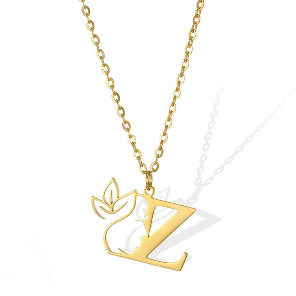 Wholesale Unisex Stainless Steel And Copper Letter Necklace With Hollow Portrait And Cross Chain Electroplated