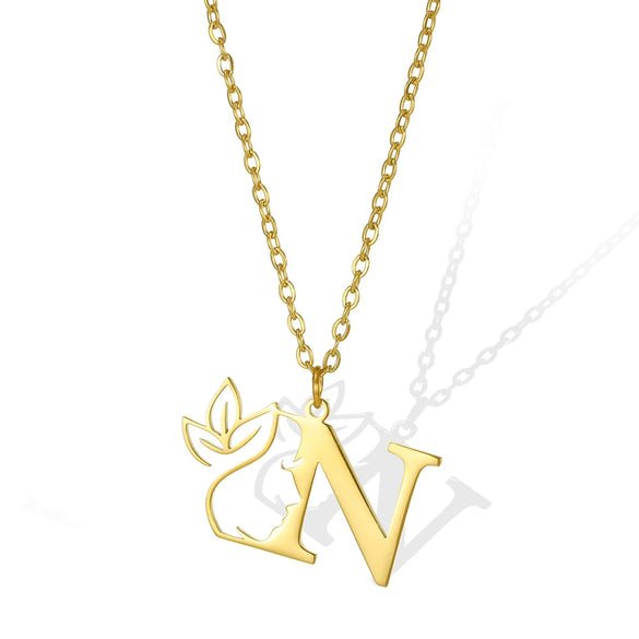 Wholesale Unisex Stainless Steel And Copper Letter Necklace With Hollow Portrait And Cross Chain Electroplated