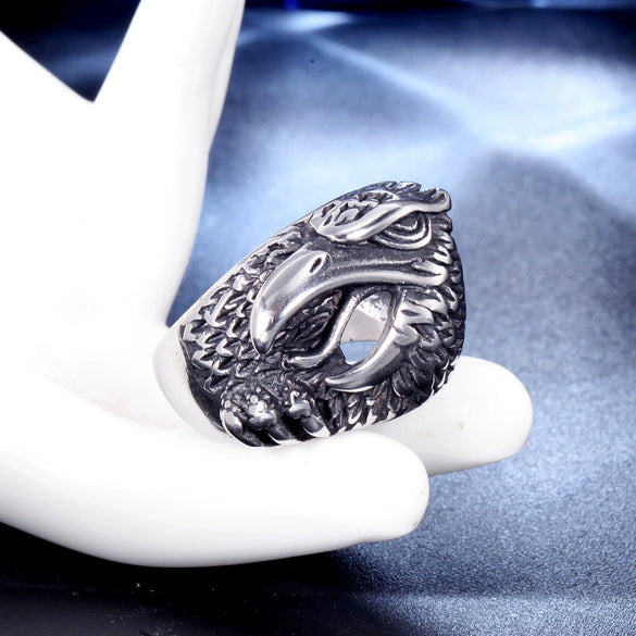 Wholesale Unisex Stainless Steel Animal Ring With Letters Numbers Text Pattern And Oiling Treatment
