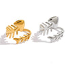 Wholesale Unisex Stainless Steel Animal Zodiac Pattern Fishbone Open Ring With Pvd Furnace Vacuum Real Gold Plating In Ins Style And Minimalist Design