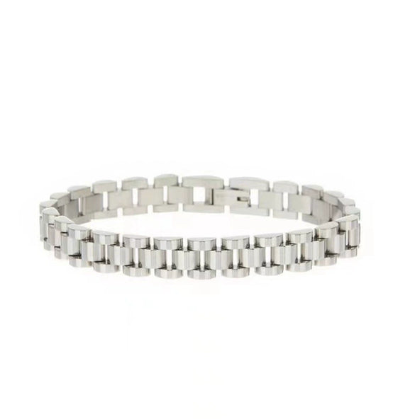 Wholesale Unisex Stainless Steel Business Style Adjustable Watch Chain Bracelet With Geometric Design And Electroplating Treatment