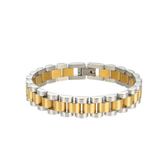 Wholesale Unisex Stainless Steel Business Style Adjustable Watch Chain Bracelet With Geometric Design And Electroplating Treatment