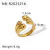 Wholesale Unisex Stainless Steel Casting Ring With Gold And Steel Color Matching Geometric Pattern 18K Furnace Vacuum Plated