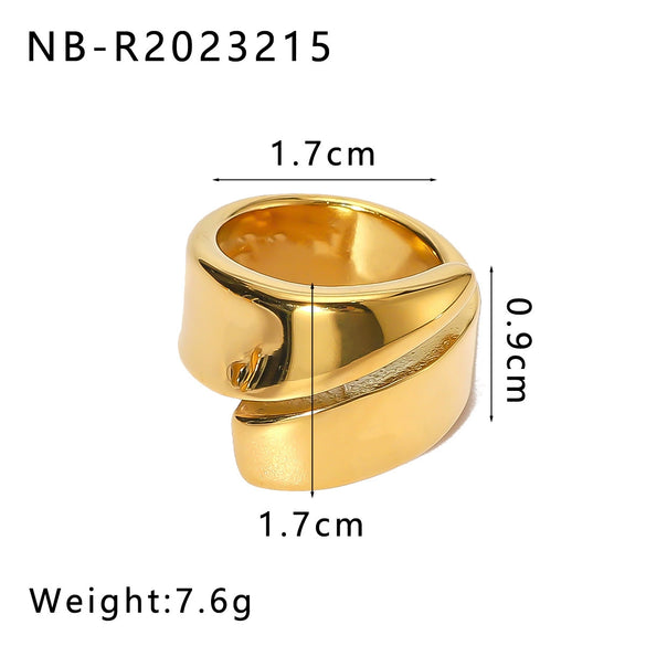 Wholesale Unisex Stainless Steel Casting Ring With Gold And Steel Color Matching Geometric Pattern 18K Furnace Vacuum Plated
