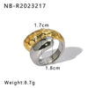 Wholesale Unisex Stainless Steel Casting Ring With Gold And Steel Color Matching Geometric Pattern 18K Furnace Vacuum Plated