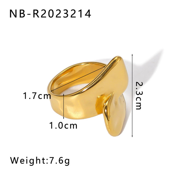 Wholesale Unisex Stainless Steel Casting Ring With Gold And Steel Color Matching Geometric Pattern 18K Furnace Vacuum Plated