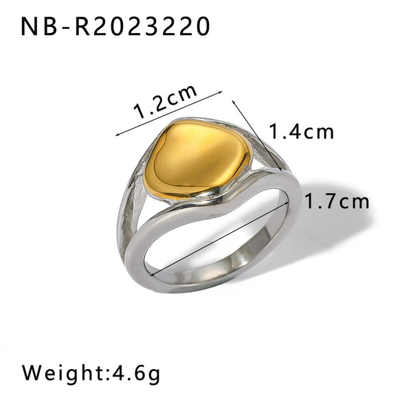 Wholesale Unisex Stainless Steel Casting Ring With Gold And Steel Color Matching Geometric Pattern 18K Furnace Vacuum Plated