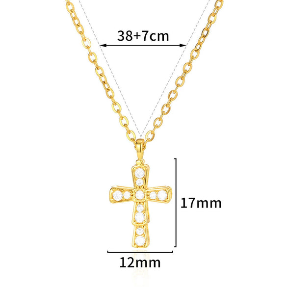 Wholesale Unisex Stainless Steel Cross Butterfly Heart Pendant Necklace With 18K Gold Plated Electroplating