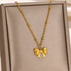 Wholesale Unisex Stainless Steel Cross Butterfly Heart Pendant Necklace With 18K Gold Plated Electroplating