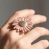 Wholesale Unisex Stainless Steel Electroplated Geometric Daisy Oildrip Ring With Niche And Floral Style