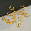 Wholesale Unisex Stainless Steel Electroplated Geometric Round Woven Hoop Earrings With Ushaped And Star Patterns