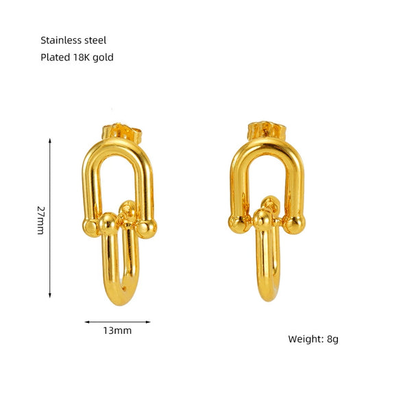 Wholesale Unisex Stainless Steel Electroplated Geometric Round Woven Hoop Earrings With Ushaped And Star Patterns