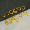 Wholesale Unisex Stainless Steel Electroplated Geometric Round Woven Hoop Earrings With Ushaped And Star Patterns
