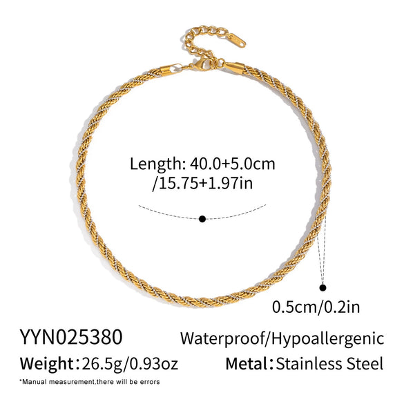 Wholesale Unisex Stainless Steel Electroplated Twist Chain Necklace And Bracelet Jewelry