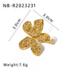 Wholesale Unisex Stainless Steel Flower Pearl Ring With Geometric Pattern And 18K Furnace Vacuum Plating