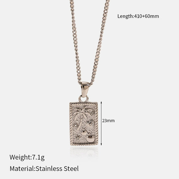 Wholesale Unisex Stainless Steel Geometric Animal Wolf Head Pendant Necklace With Electroplating Design And Cross Chain