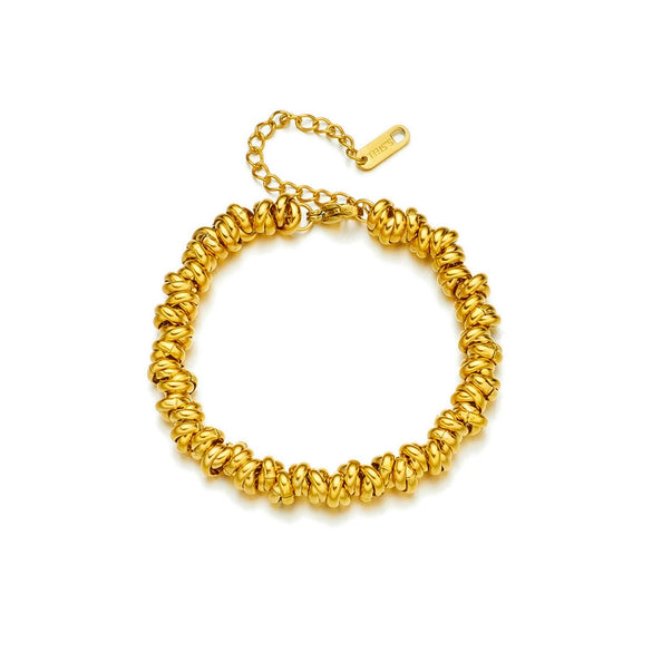 Wholesale Unisex Stainless Steel Geometric Circle Thick Chain Bracelet With Electroplating
