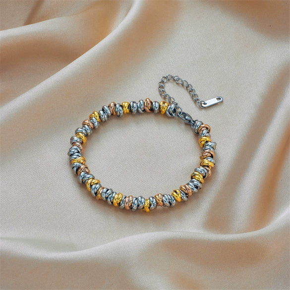 Wholesale Unisex Stainless Steel Geometric Circle Thick Chain Bracelet With Electroplating