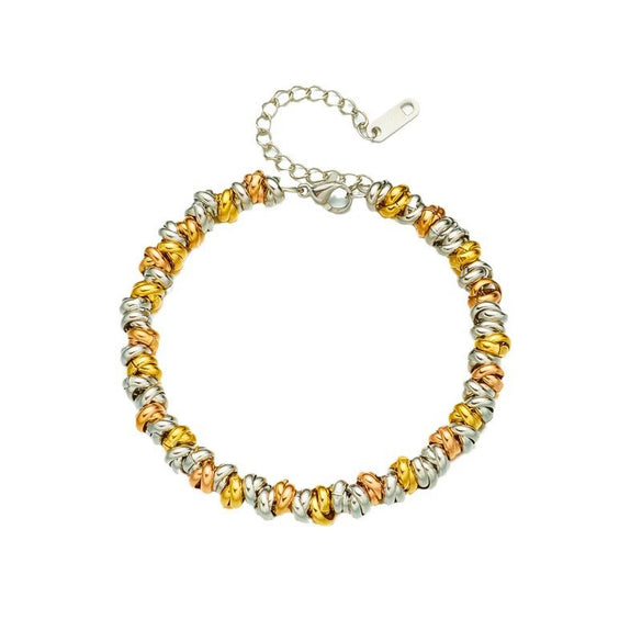 Wholesale Unisex Stainless Steel Geometric Circle Thick Chain Bracelet With Electroplating