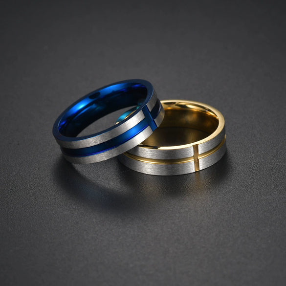 Wholesale Unisex Stainless Steel Geometric Cross Ring With Electroplating
