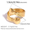 Wholesale Unisex Stainless Steel Geometric Leaf Wave Open Ring With Vacuum Plating