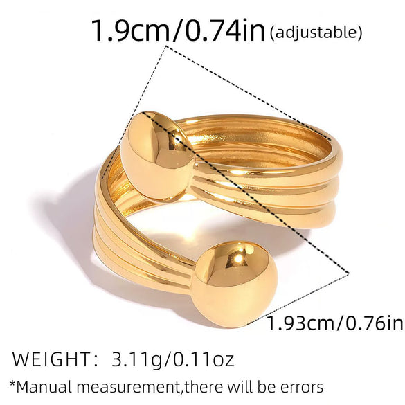 Wholesale Unisex Stainless Steel Geometric Leaf Wave Open Ring With Vacuum Plating