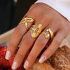 Wholesale Unisex Stainless Steel Geometric Leaf Wave Open Ring With Vacuum Plating