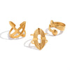 Wholesale Unisex Stainless Steel Geometric Leaf Wave Open Ring With Vacuum Plating