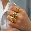 Wholesale Unisex Stainless Steel Geometric Line Rings With Pvd Furnace Vacuum Real Gold Plating