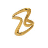 Wholesale Unisex Stainless Steel Geometric Line Rings With Pvd Furnace Vacuum Real Gold Plating