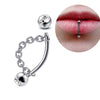 Wholesale Unisex Stainless Steel Geometric Lip Nail Chain Round Ball Pointed Cone Lip Ring One Nail Dual Purpose Curved Rod Chain Eyebrow Nail Ear Bone Nail Electroplated