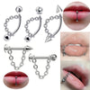 Wholesale Unisex Stainless Steel Geometric Lip Nail Chain Round Ball Pointed Cone Lip Ring One Nail Dual Purpose Curved Rod Chain Eyebrow Nail Ear Bone Nail Electroplated
