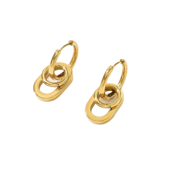 Wholesale Unisex Stainless Steel Geometric Multilayer Hoop Earrings And Star Ear Clips With Vacuum Plating In The Furnace
