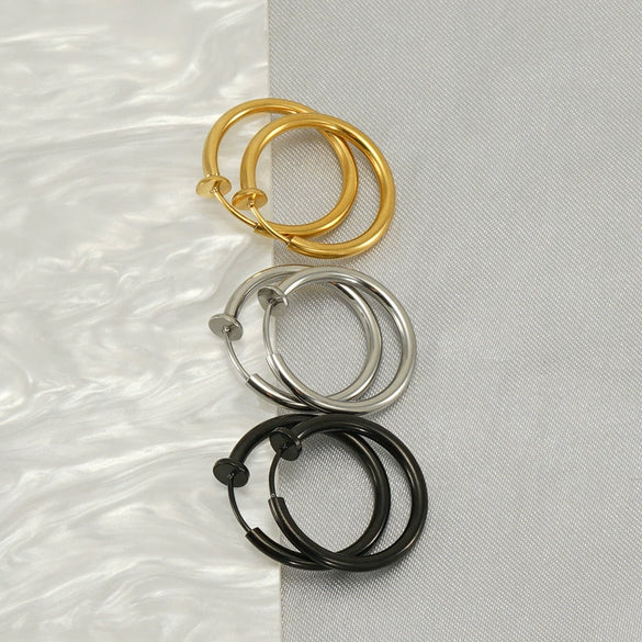 Wholesale Unisex Stainless Steel Geometric Nonpierced Round Ear Clip With Electroplating