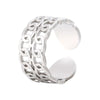 Wholesale Unisex Stainless Steel Geometric Open Double Chain Ring With Electroplating Retro And Fashionable